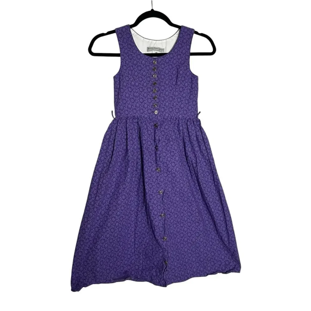 Vintage Kaiser Franz Josef Made in Austria 100% Cotton Purple Dress Size 140‎